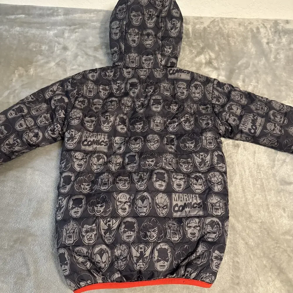 Youth Medium Reversible Jacket Multicolor Marvel Sherpa Hooded Size 6/7